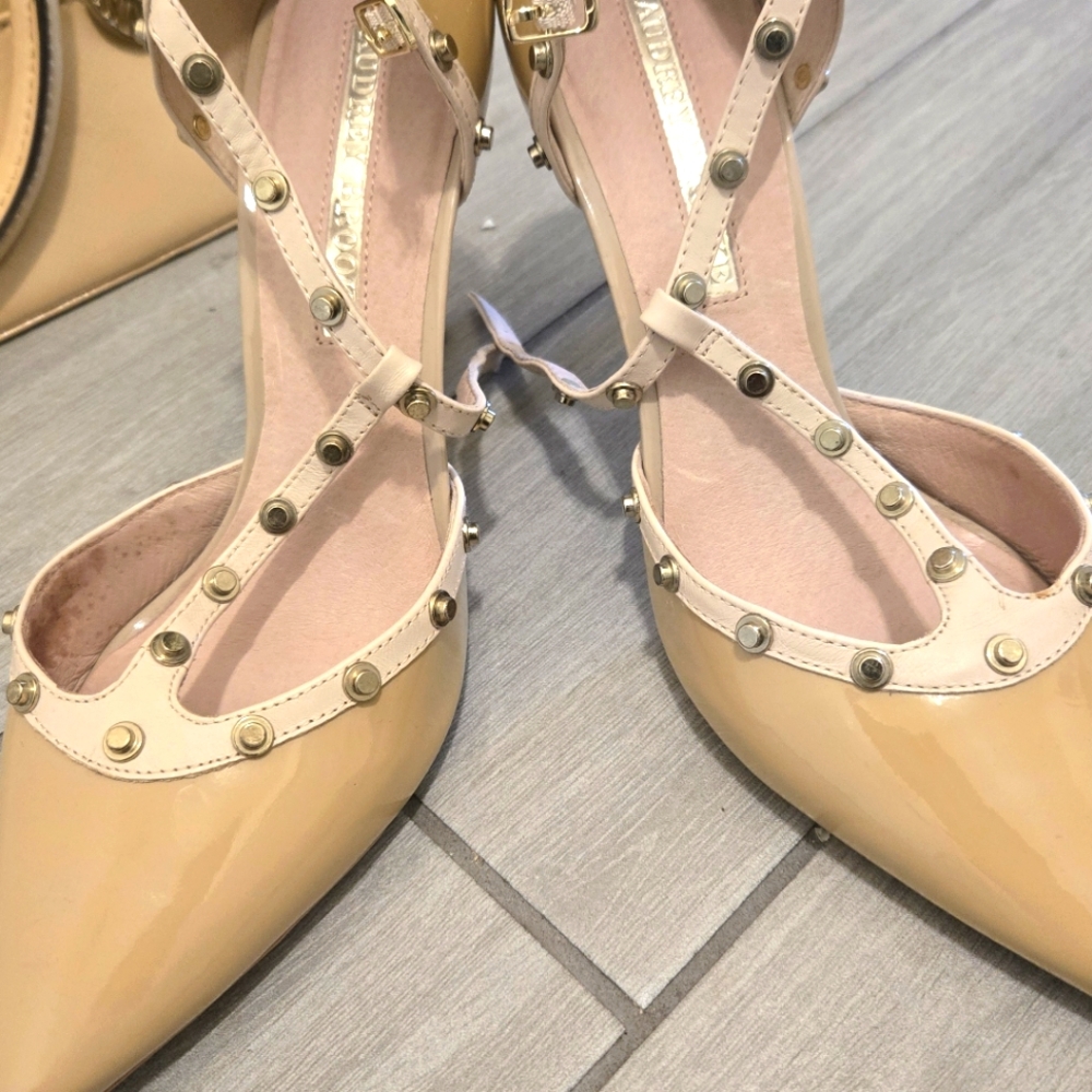 Elegant Audrey Brook Beige Studded Women's Shoes